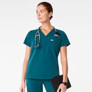 FIGS Catarina Caribbean Blue Scrub Top
